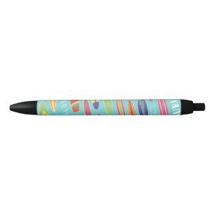 Surf Aloha Surfboard Pattern Black Ink Pen