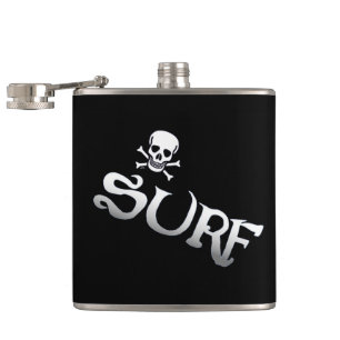 Surf and Skull black tilted wrapped flask