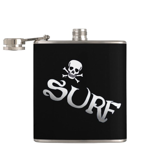 Surf and Skull black tilted wrapped flask (Opened)
