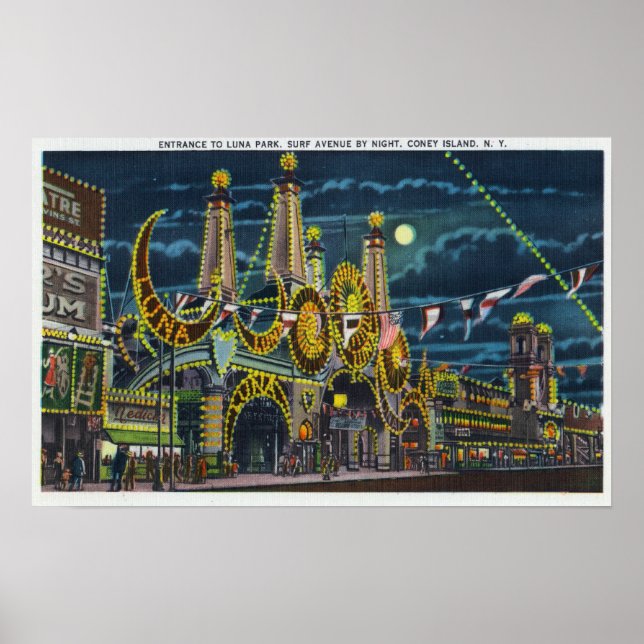 Surf Avenue View of Luna Park Entrance at Poster (Front)