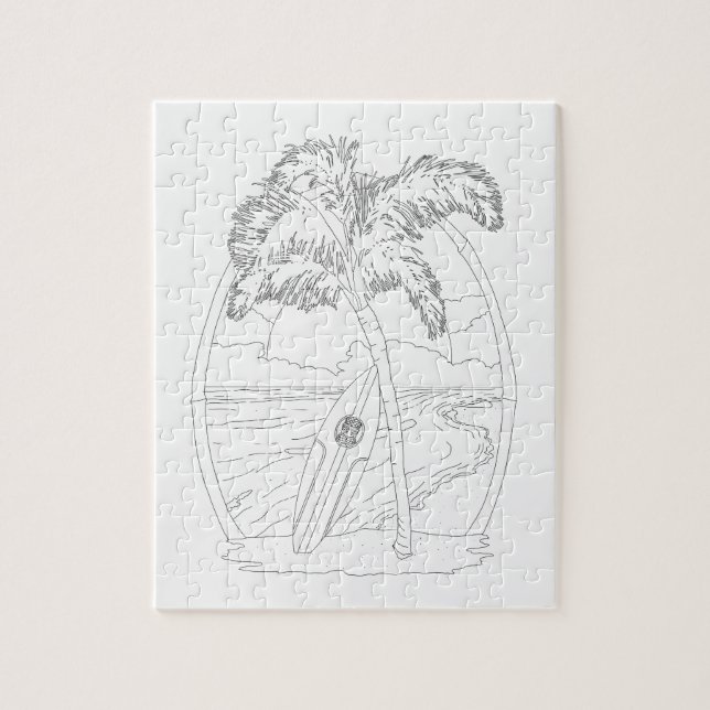 Surf Beach Adult Coloration Puzzle (Vertical)