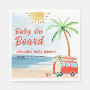 Surf Beach Baby On Board Baby Shower  Napkin