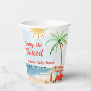 Surf Beach Baby On Board Baby Shower Paper Cups