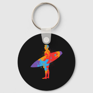 Surf Beach Colorful Surfboard Surfers Boys Men Kid Keychain