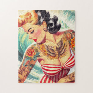 Surf Beach Pin-up Jigsaw Puzzle