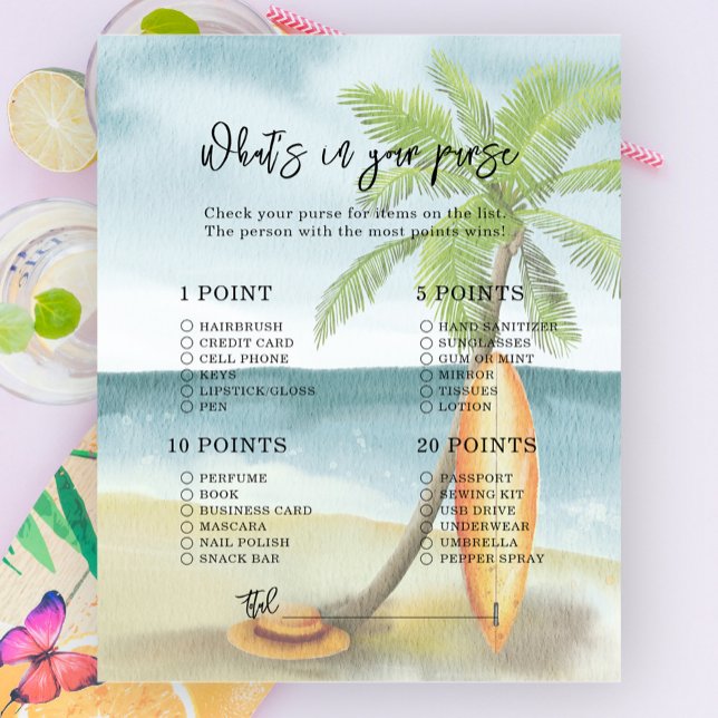 Surf beach - Whats in your purse baby shower (Creator Uploaded)