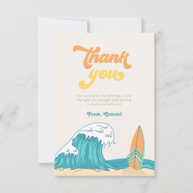Surf Birthday Thank You Cards (Front)
