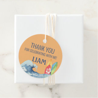 Surf Birthday Thank You Favour Tags Customized