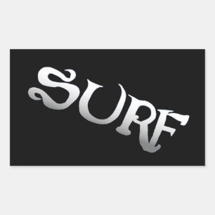 Surf black large rectangle large stickers
