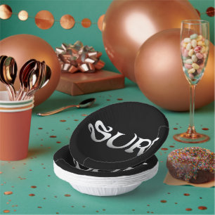 Surf black paper bowls plate