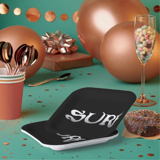 Surf black square paper plates (Multi)