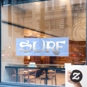 Surf blue large window cling front stick
