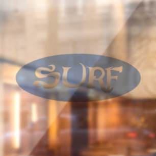 Surf blue oval see-thru window cling back stick