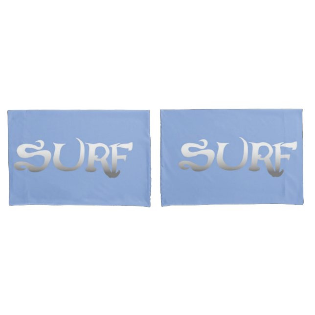 Surf blue standard pillowcases 2 sided pair (Front-Set)