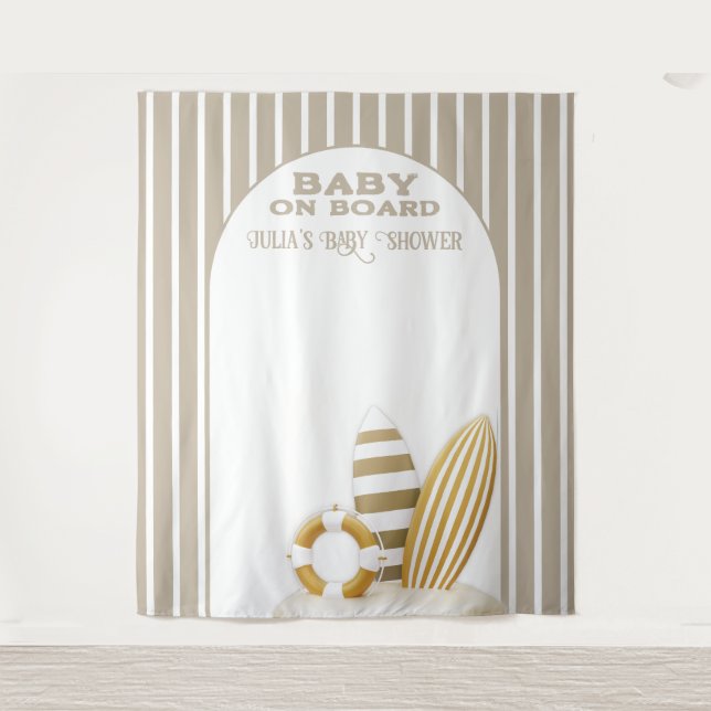 Surf Board Baby Shower Custom Gender Neutral Tapestry (Front)