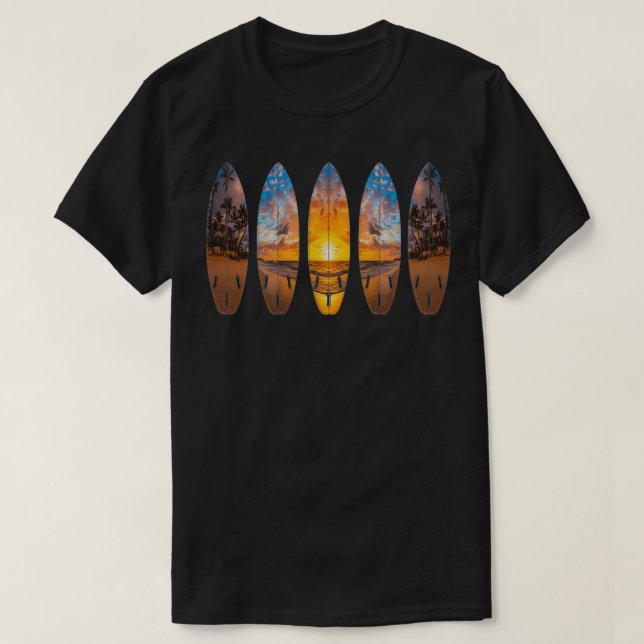 Surf Boards Beach Vacation Surfing Lover Surfer Su T-Shirt (Design Front)