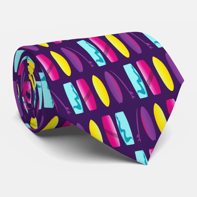 Surf Boards Kiteboarding Fun Beach Patterned Tie (Rolled)