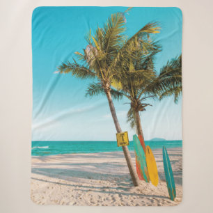 Surf boards on beach throw pillow