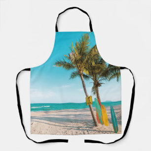 Surf boards on beach throw pillow apron