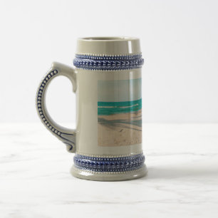 Surf boards on beach throw pillow beer stein