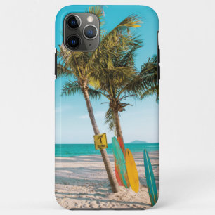 Surf boards on beach throw pillow iPhone 11 pro max case