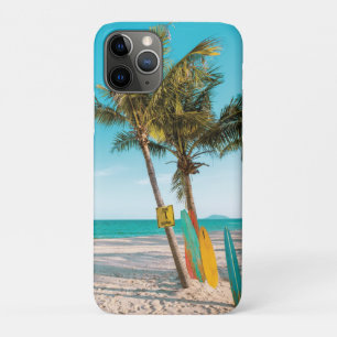 Surf boards on beach throw pillow iPhone 11 pro case