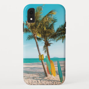 Surf boards on beach throw pillow iPhone XR case