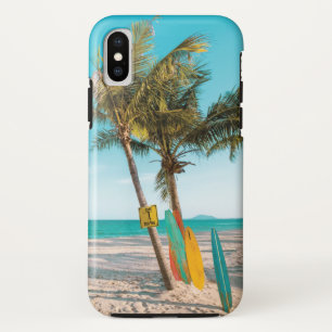 Surf boards on beach throw pillow iPhone XS case