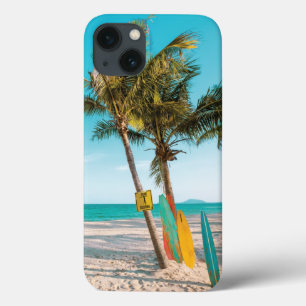Surf boards on beach throw pillow iPhone 13 case