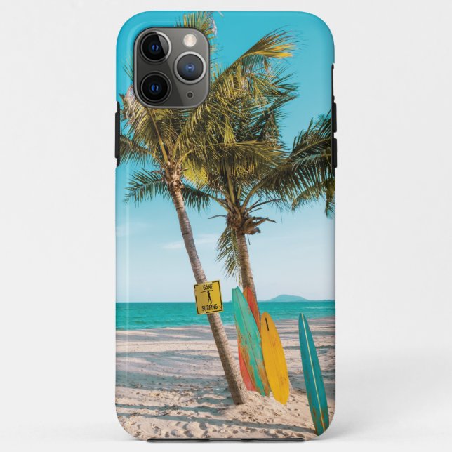 Surf boards on beach throw pillow Case-Mate iPhone case (Back)