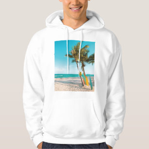 Surf boards on beach throw pillow hoodie
