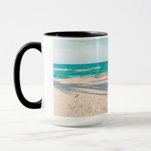 Surf boards on beach throw pillow mug