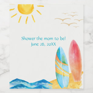 Surf Boards on Sand  Wine Label