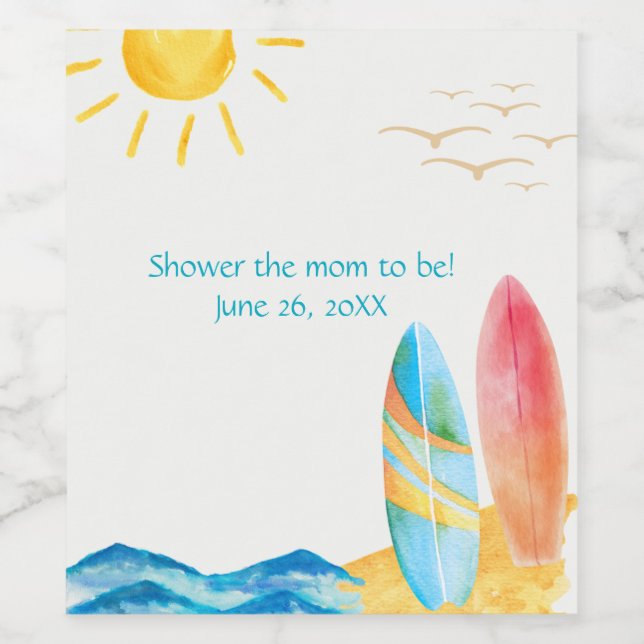 Surf Boards on Sand  Wine Label (Single Label)