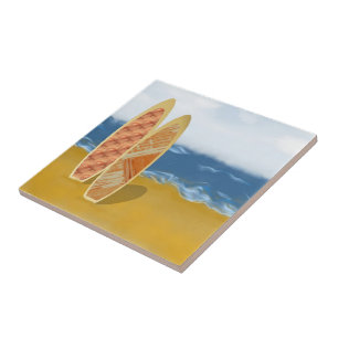 Surf Boards On The Beach Art Tile