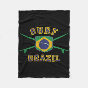 Surf Brazil Vintage Brasil Flag Surfboards Brazil  Fleece Blanket