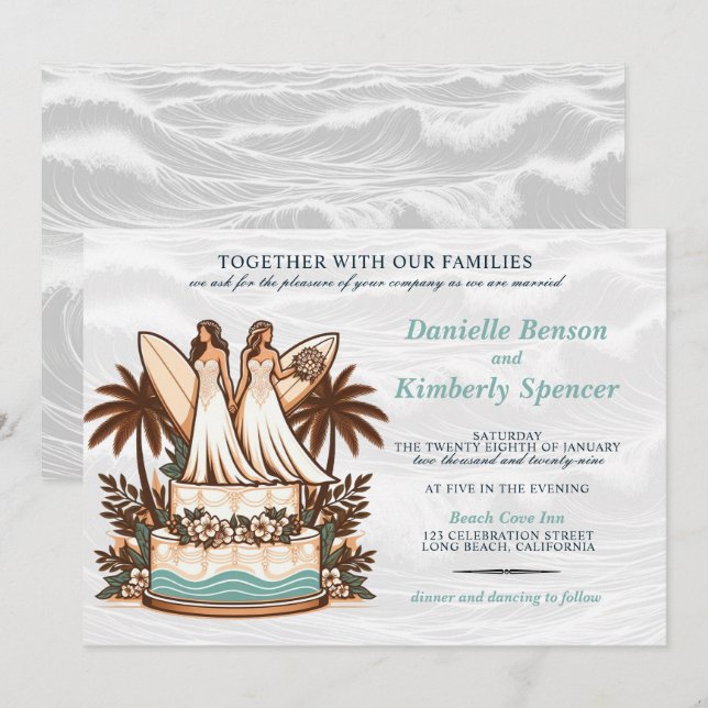 Surf Brides Wedding Invitation (Front/Back)