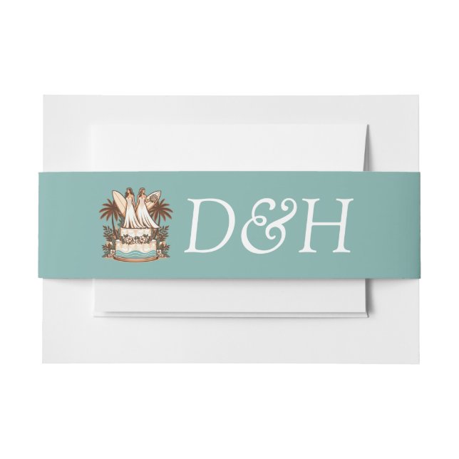 Surf Brides Wedding Invitation Belly Band (Front Example)