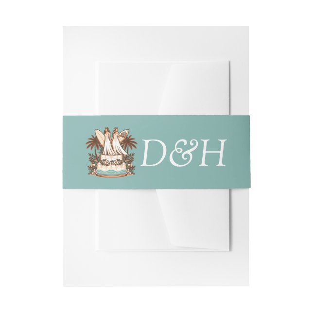 Surf Brides Wedding Invitation Belly Band (Front Example)