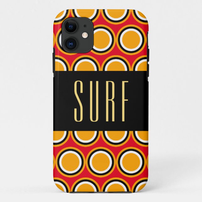 SURF Bright Red Yellow Orange Art Black Stripe Case-Mate iPhone Case (Back)