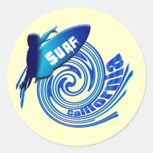 Surf California Californian surfers surfing gifts Classic Round Sticker
