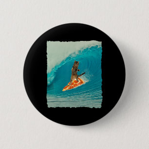 Surf Cat Shirt Kitty Riding A Wave With A Pizza Su 2 Inch Round Button
