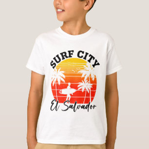Surf City El Salvador Retro Sunset Surfer Man Woma T-Shirt