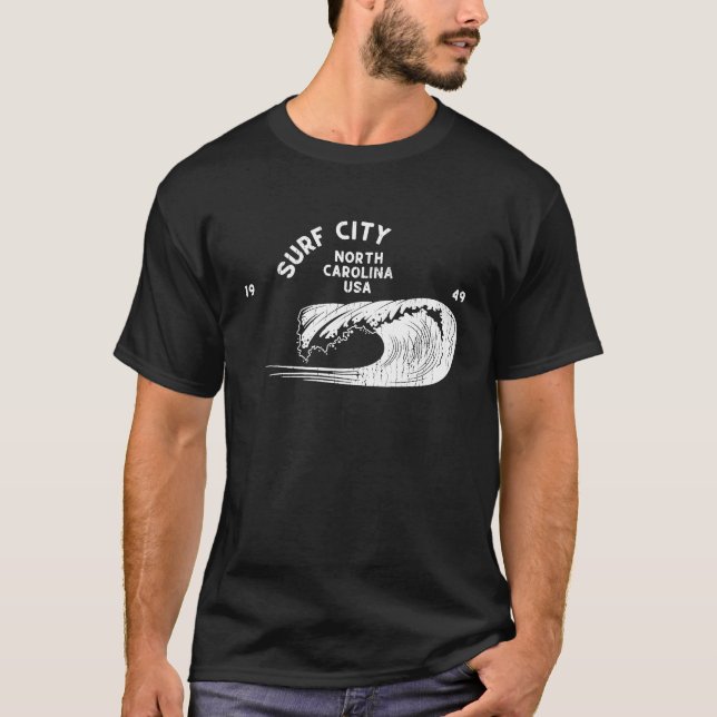 Surf City NC Summertime Vacationing Rolling Waves T-Shirt (Front)