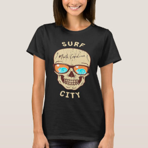 Surf City NC Summertime Vacationing Skull Sunglass T-Shirt