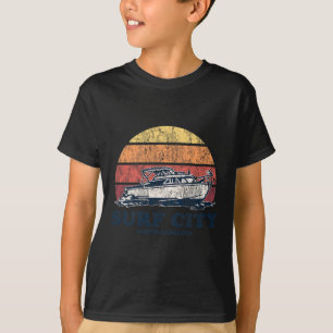 Surf City Nc Vintage Boating 70s Retro Boat Design T-Shirt