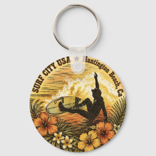 Surf City Surfer Keychain - Huntington Beach, Ca
