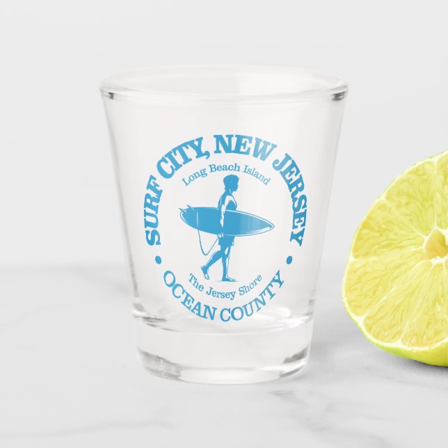 Surf City (surfer) Shot Glass (Front)