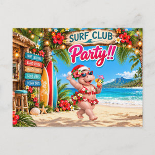 Surf club Christmas party Invitation Postcard
