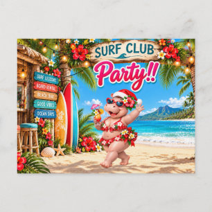 Surf club Christmas party Invitation Postcard